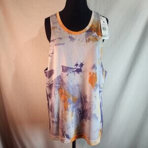 NWT Adidas‎ M Q2 AOP Tank White/Magic Lilac /Orange Unisex Recycled Materials